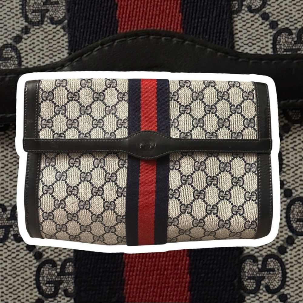 Vintage Gucci Parfums 1970's GG Clutch Bag